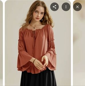 Scarlet Darkness Copper Brown Boho Steampunk Blousey Top. NWT. Size XL